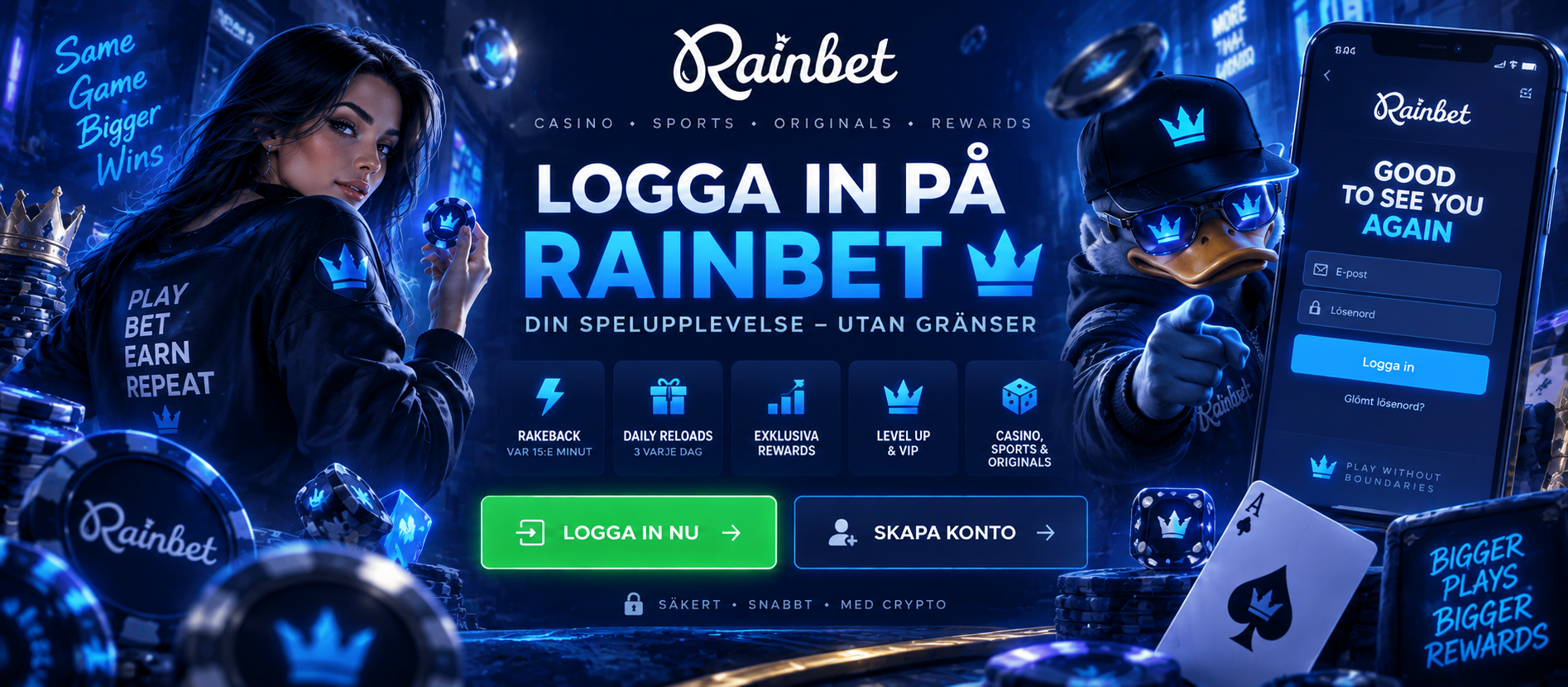 RainBet login – logga in och öppna hela spelupplevelsen